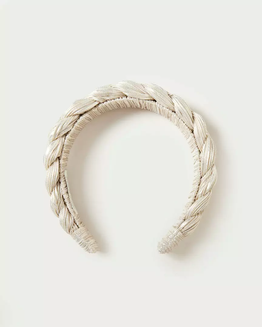 Loeffler Randall Lilac Platinum Braided Headband Pleats 3 Loeffler Randall Lilac Platinum Braided Headband Pleats