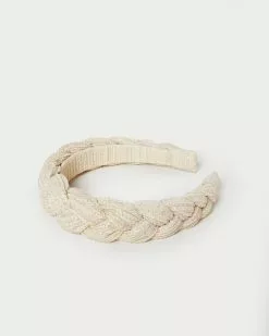 Loeffler Randall Pleats Lilac Cream Sparkle Braided Headband