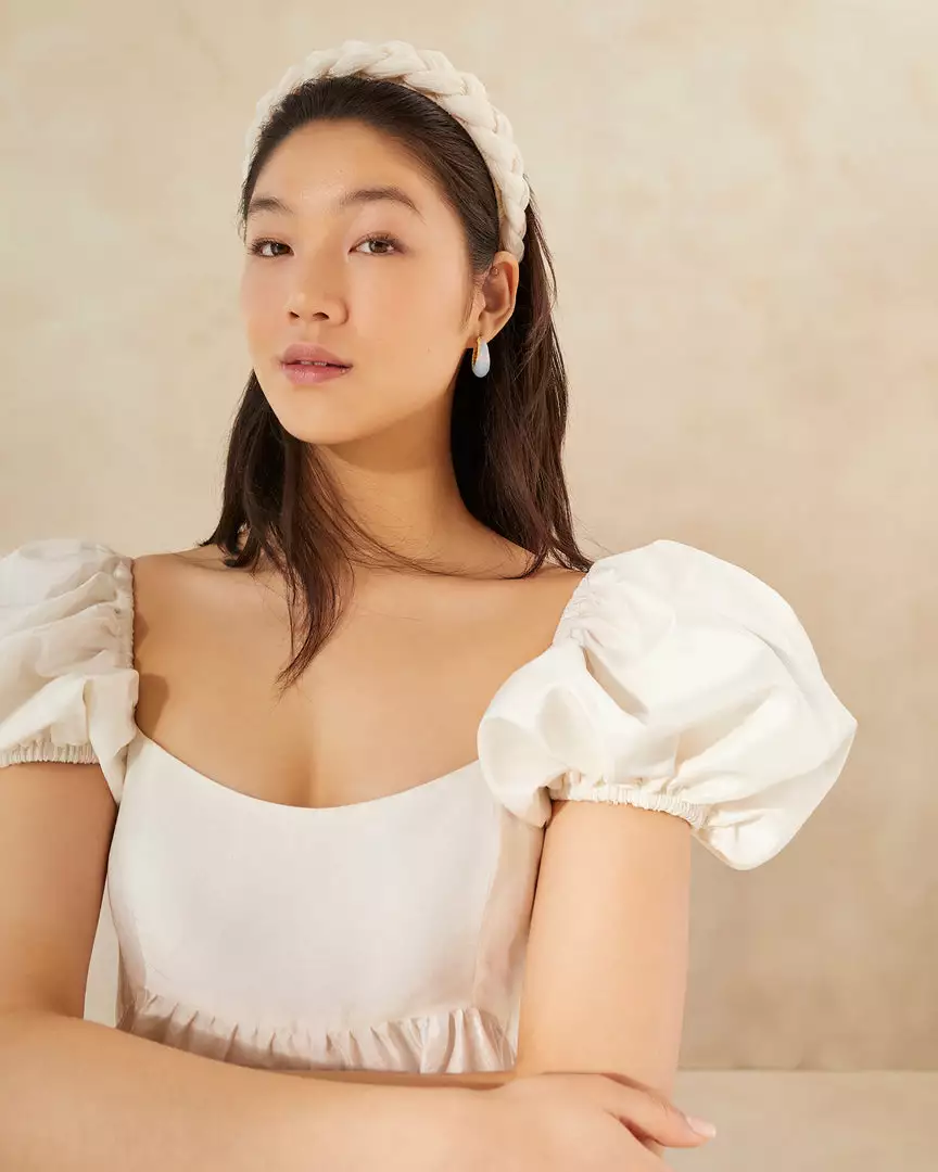 Loeffler Randall Lilac Pearl Braided Headband Pleats 5 Loeffler Randall Lilac Pearl Braided Headband Pleats