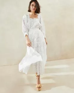 Loeffler Randall Lilibet Cream Square Neck Top