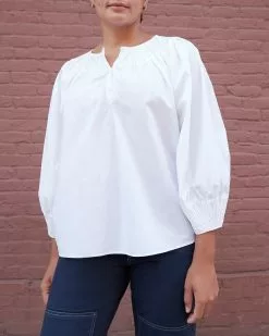 Loeffler Randall Lucia White Smocked Blouse Sale