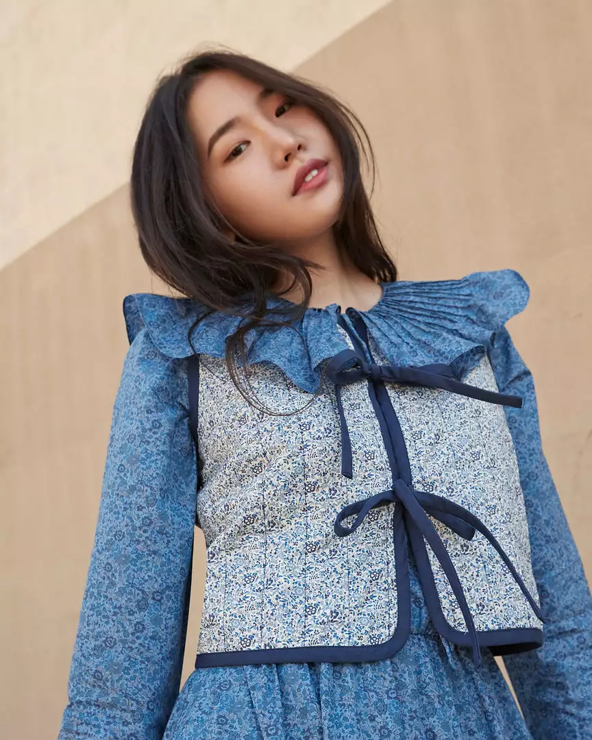 Loeffler Randall Sale Luka Indigo Floral Quilted Vest 3 Loeffler Randall Sale Luka Indigo Floral Quilted Vest