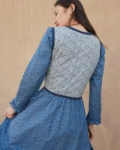 Loeffler Randall Sale Luka Indigo Floral Quilted Vest 7 Loeffler Randall Sale Luka Indigo Floral Quilted Vest