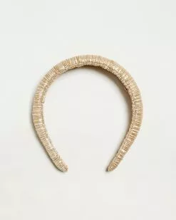 Loeffler Randall Marina Gold Puffy Headband Pleats