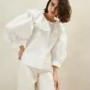 Loeffler Randall Marlene White Eyelet Collar Blouse 2 Loeffler Randall Marlene White Eyelet Collar Blouse