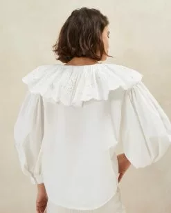Loeffler Randall Marlene White Eyelet Collar Blouse