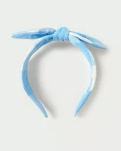 Loeffler Randall New Arrivals Meadow Blue Gingham Bow Headband