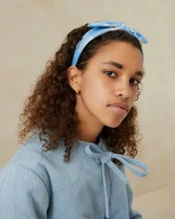 Loeffler Randall New Arrivals Meadow Blue Gingham Bow Headband