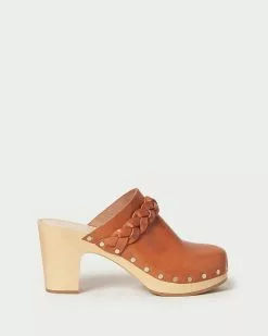 Loeffler Randall New Arrivals Merrill Cognac Heeled Braid Clog