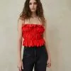 Loeffler Randall New Arrivals Micah Poppy Gathered Bodice Top