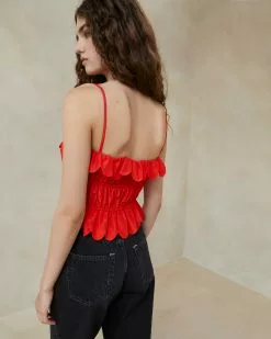 Loeffler Randall New Arrivals Micah Poppy Gathered Bodice Top