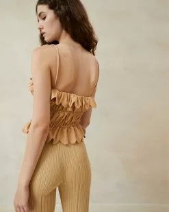 Loeffler Randall New Arrivals Micah Tan Gathered Bodice Top