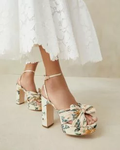 Loeffler Randall Natalia Nova Floral Platform Bow Heel
