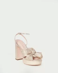 Loeffler Randall Natalia Platinum Pleated Bow Heel