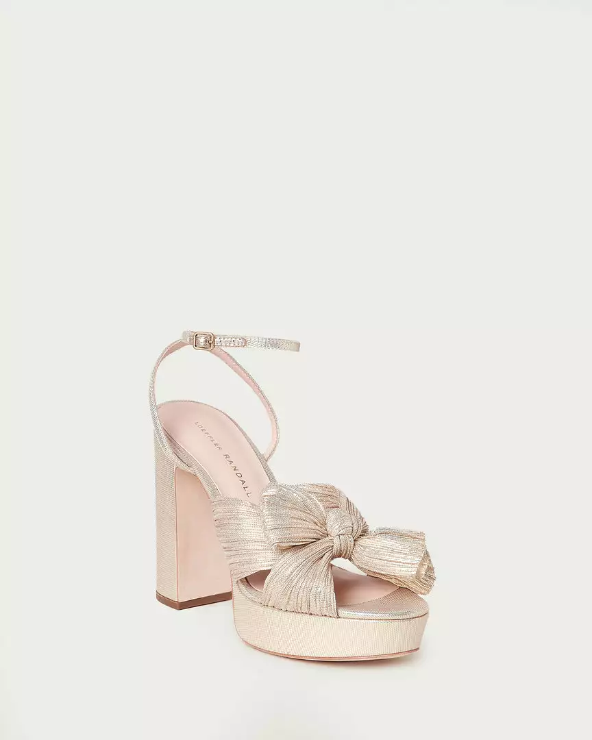 Loeffler Randall Natalia Platinum Pleated Bow Heel 3 Loeffler Randall Natalia Platinum Pleated Bow Heel