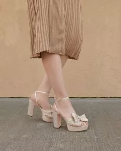 Loeffler Randall Natalia Platinum Pleated Bow Heel 11 Loeffler Randall Natalia Platinum Pleated Bow Heel
