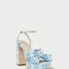 Loeffler Randall Natalia Blue Plaid Platform Bow Heel