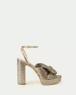 Loeffler Randall Natalia Dark Gold Platform Bow Heel Pleats