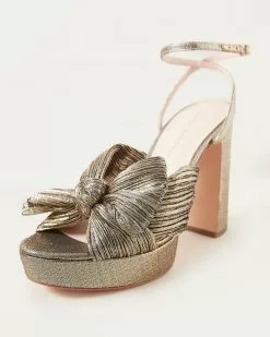Loeffler Randall Natalia Dark Gold Platform Bow Heel Pleats