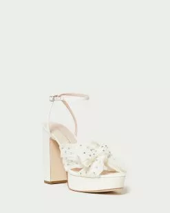 Loeffler Randall Pleats Natalia Pearl Rhinestone Platform Bow Heel