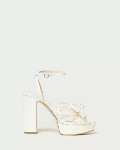 Loeffler Randall Pleats Natalia Pearl Rhinestone Platform Bow Heel