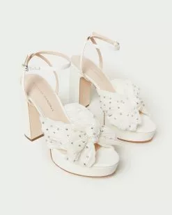 Loeffler Randall Pleats Natalia Pearl Rhinestone Platform Bow Heel