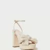 Loeffler Randall Natalia Cream Sparkle Platform Bow Heel Pleats