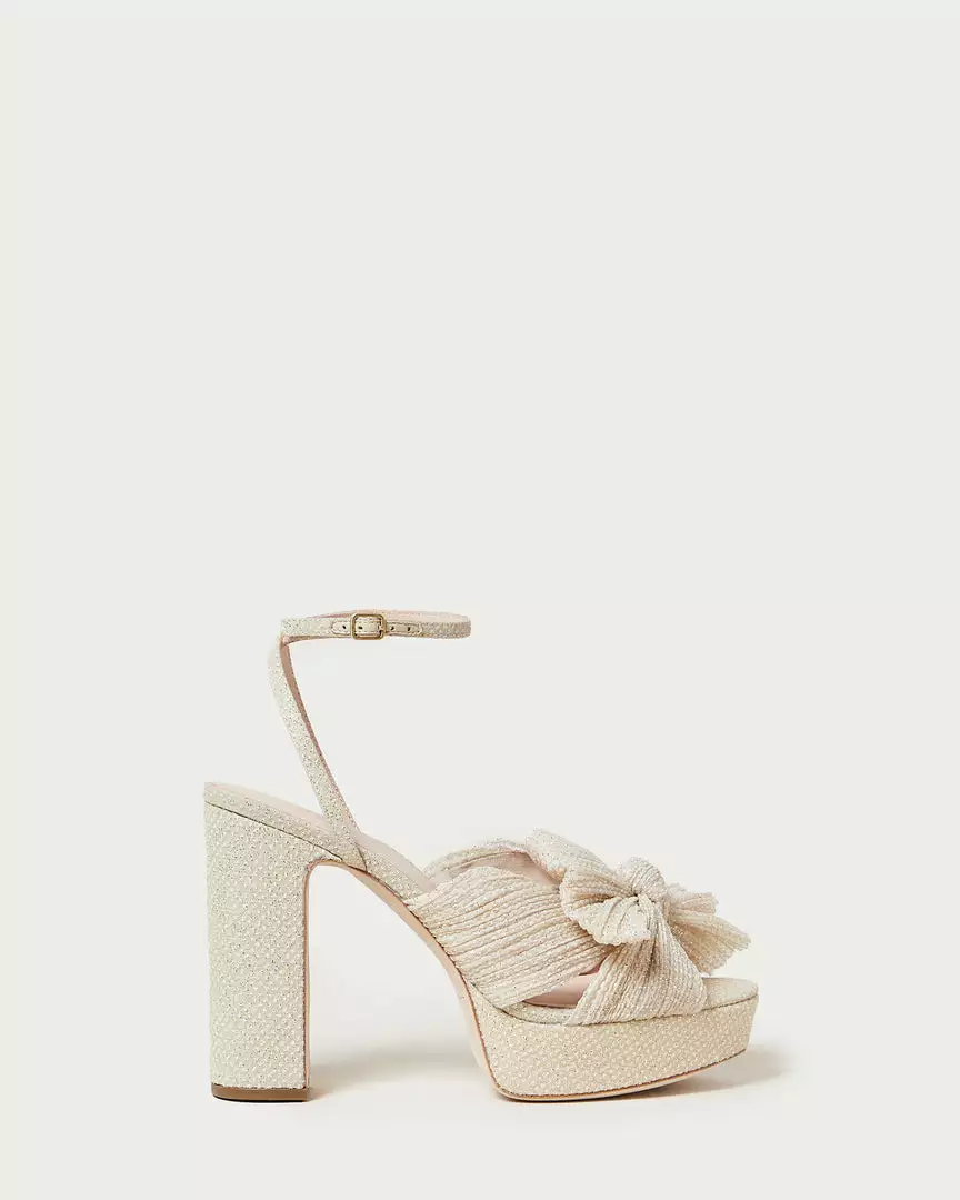Loeffler Randall Natalia Cream Sparkle Platform Bow Heel Pleats 4 Loeffler Randall Natalia Cream Sparkle Platform Bow Heel Pleats