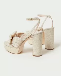 Loeffler Randall Natalia Cream Sparkle Platform Bow Heel Pleats 10 Loeffler Randall Natalia Cream Sparkle Platform Bow Heel Pleats