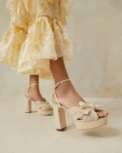 Loeffler Randall Natalia Cream Sparkle Platform Bow Heel Pleats 11 Loeffler Randall Natalia Cream Sparkle Platform Bow Heel Pleats