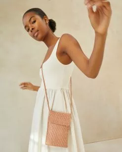 Loeffler Randall Nora Natural Woven Phone Crossbody