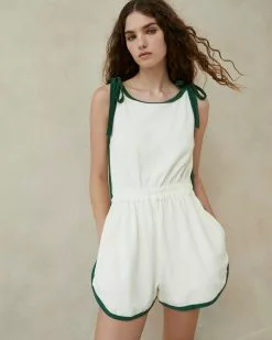 Loeffler Randall Otis Cream/Green Terry Romper New Arrivals