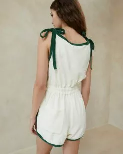 Loeffler Randall Otis Cream/Green Terry Romper New Arrivals