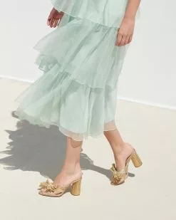 Loeffler Randall Penny Gold Pleated Bow Heel