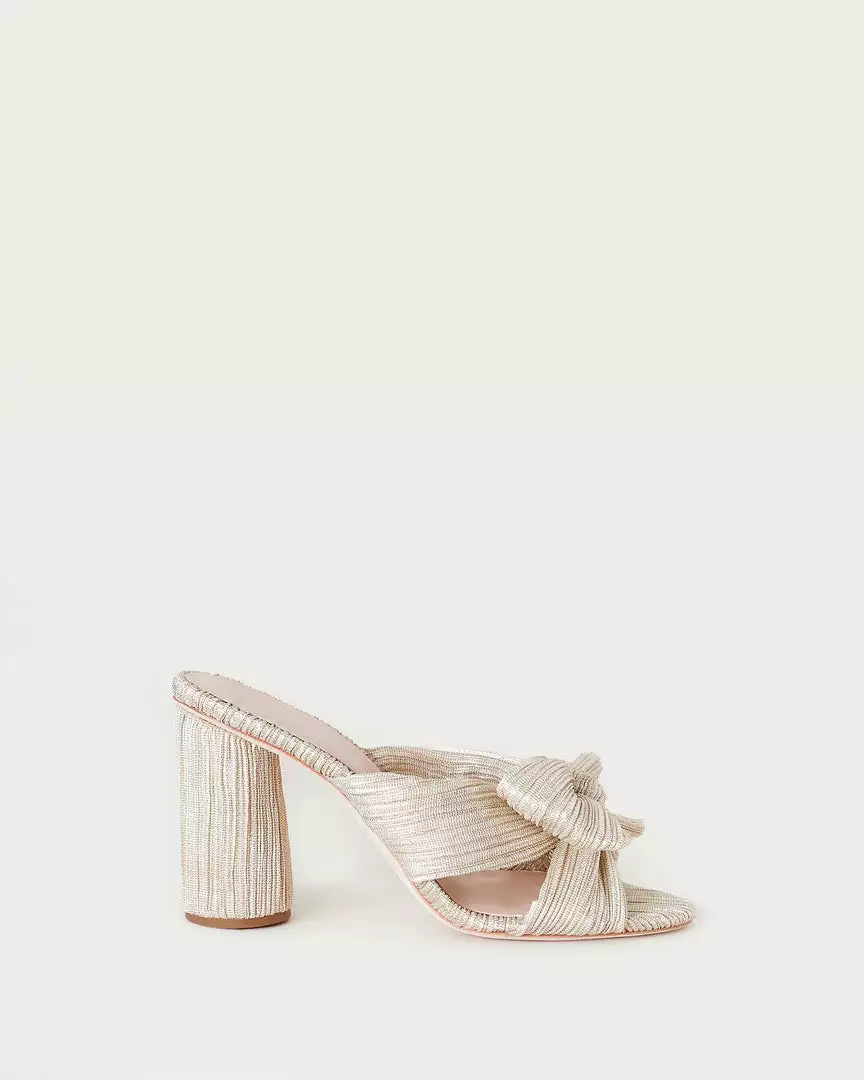 Loeffler Randall Penny Platinum Pleated Bow Heel 4 Loeffler Randall Penny Platinum Pleated Bow Heel
