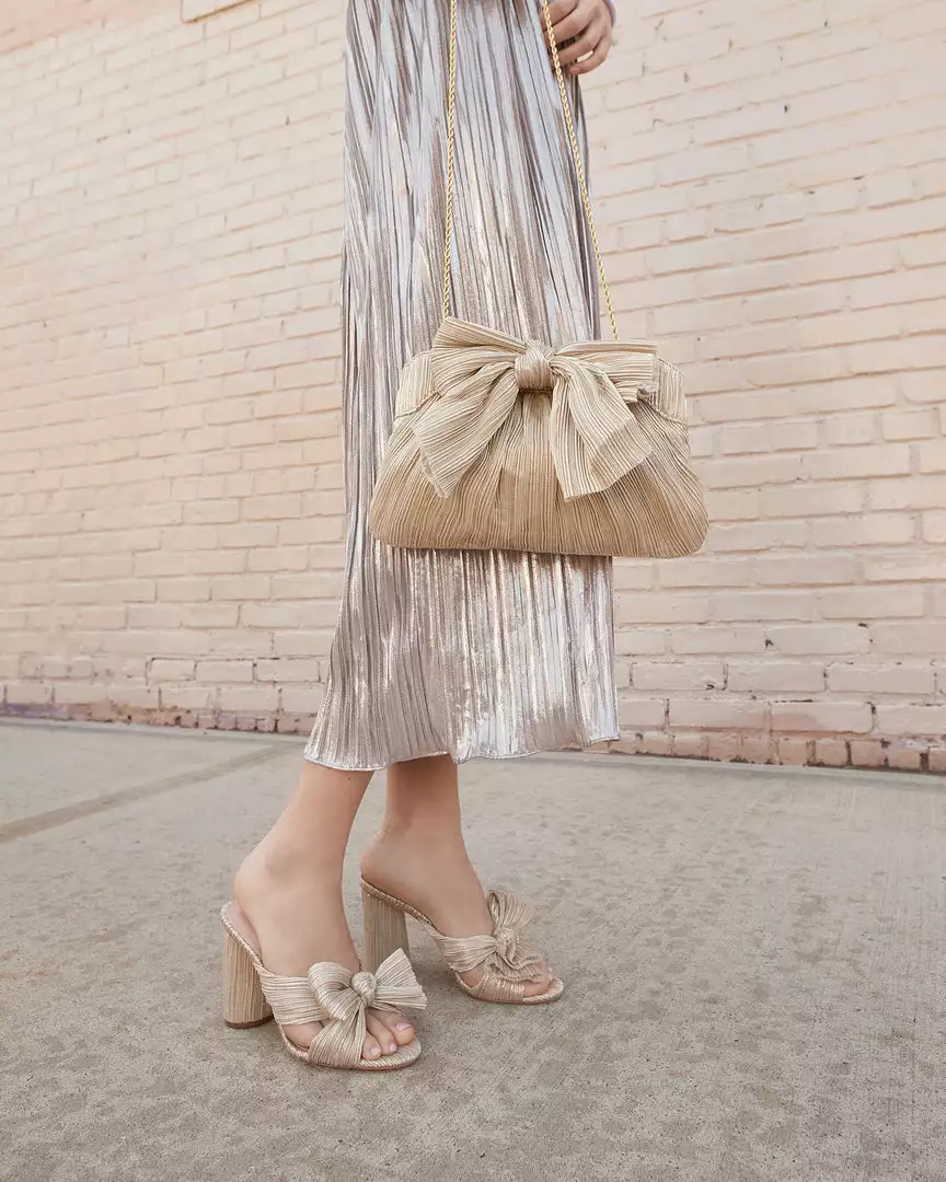 Loeffler Randall Penny Platinum Pleated Bow Heel 7 Loeffler Randall Penny Platinum Pleated Bow Heel