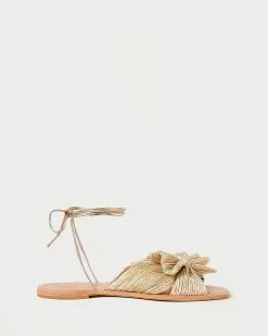 Loeffler Randall Peony Gold Pleated Bow Slide