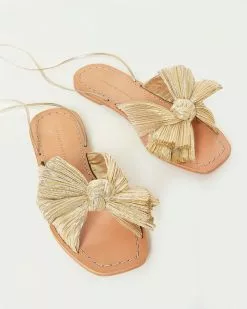 Loeffler Randall Peony Gold Pleated Bow Slide