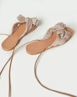 Loeffler Randall Peony Gingham Pleated Bow Slide