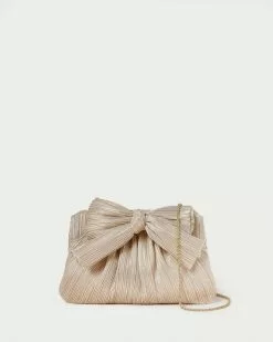 Loeffler Randall Rayne Platinum Bow Clutch Pleats