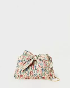 Loeffler Randall Rayne Tan Floral Bow Clutch