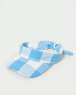 Loeffler Randall Rhonda Blue Gingham Bow Visor