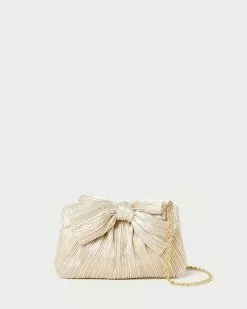 Loeffler Randall Rochelle Platinum Mini Bow Clutch Pleats