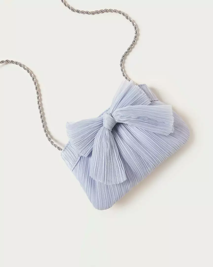 Loeffler Randall Pleats Rochelle Blue Mini Bow Clutch 5 Loeffler Randall Pleats Rochelle Blue Mini Bow Clutch