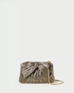 Loeffler Randall Rochelle Gold Mini Bow Clutch Pleats