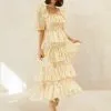Loeffler Randall Rosalie Cream Floral Tiered Dress New Arrivals