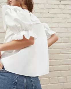 Loeffler Randall Sale Lisette White Scallop Collar Blouse