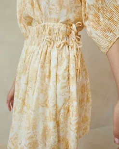 Loeffler Randall Sidney Vine Floral Smocked Skirt