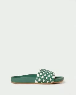 Loeffler Randall Sale Sonnie Green Gingham Woven Sandal