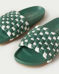 Loeffler Randall Sale Sonnie Green Gingham Woven Sandal